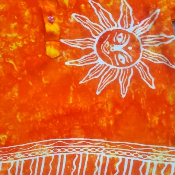 Vibrant Orange Sun Print Shirt - Picture 3 of 5